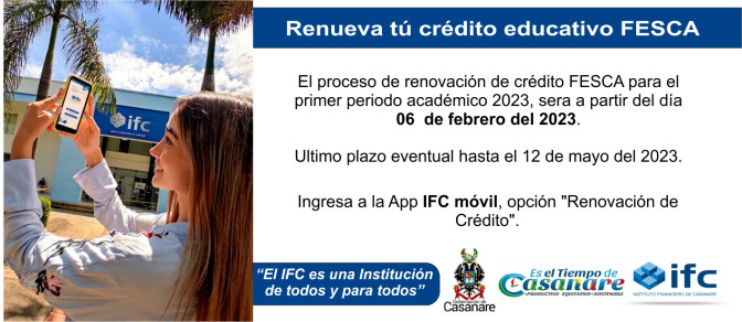 Renovar el crédito educativo FESCA, Primer periodo académico 2023.