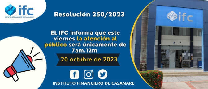  Este viernes 20 de octubre de 2023, atención al público únicamente de 7 am - 12 m