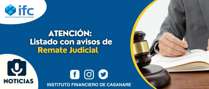 ATENCIÓN: Listado con aviso de remate judicial.