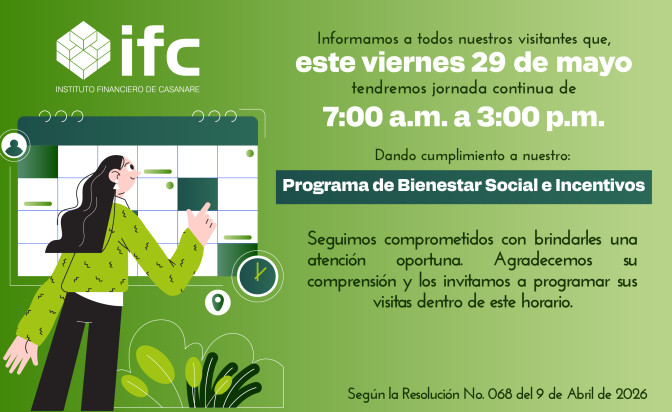 De 7:00 a.m. a 3:00 p.m. laborará este viernes 29 de mayo el IFC