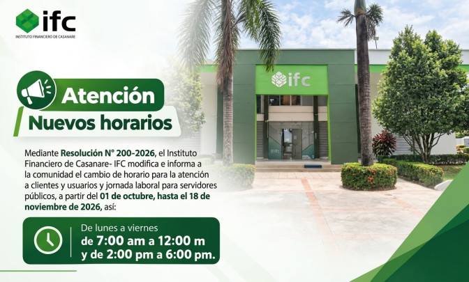 El IFC atiende de 7:00 am a 12:00 m y de 2:00 pm a 6:00 pm.