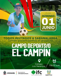 La socialización del proyecto Campo Deportivo El Campin se cumplirá en el coliseo Los Naranjos SABANALARGA-SOCIALIZACION.jpg