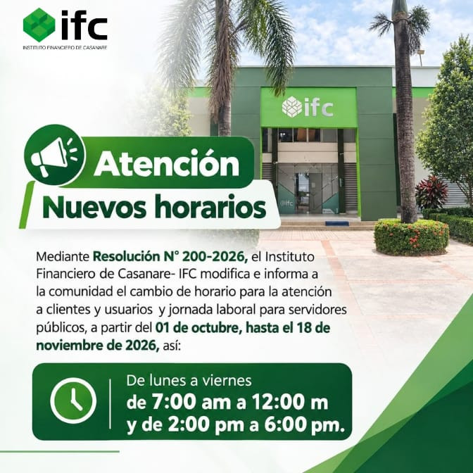 El IFC atiende de 7:00 am a 12:00 m y de 2:00 pm a 6:00 pm.
